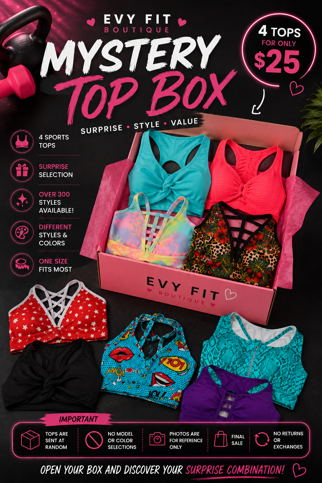 EVY FIT Mystery Top Box | 4 Tops for $25 ✨